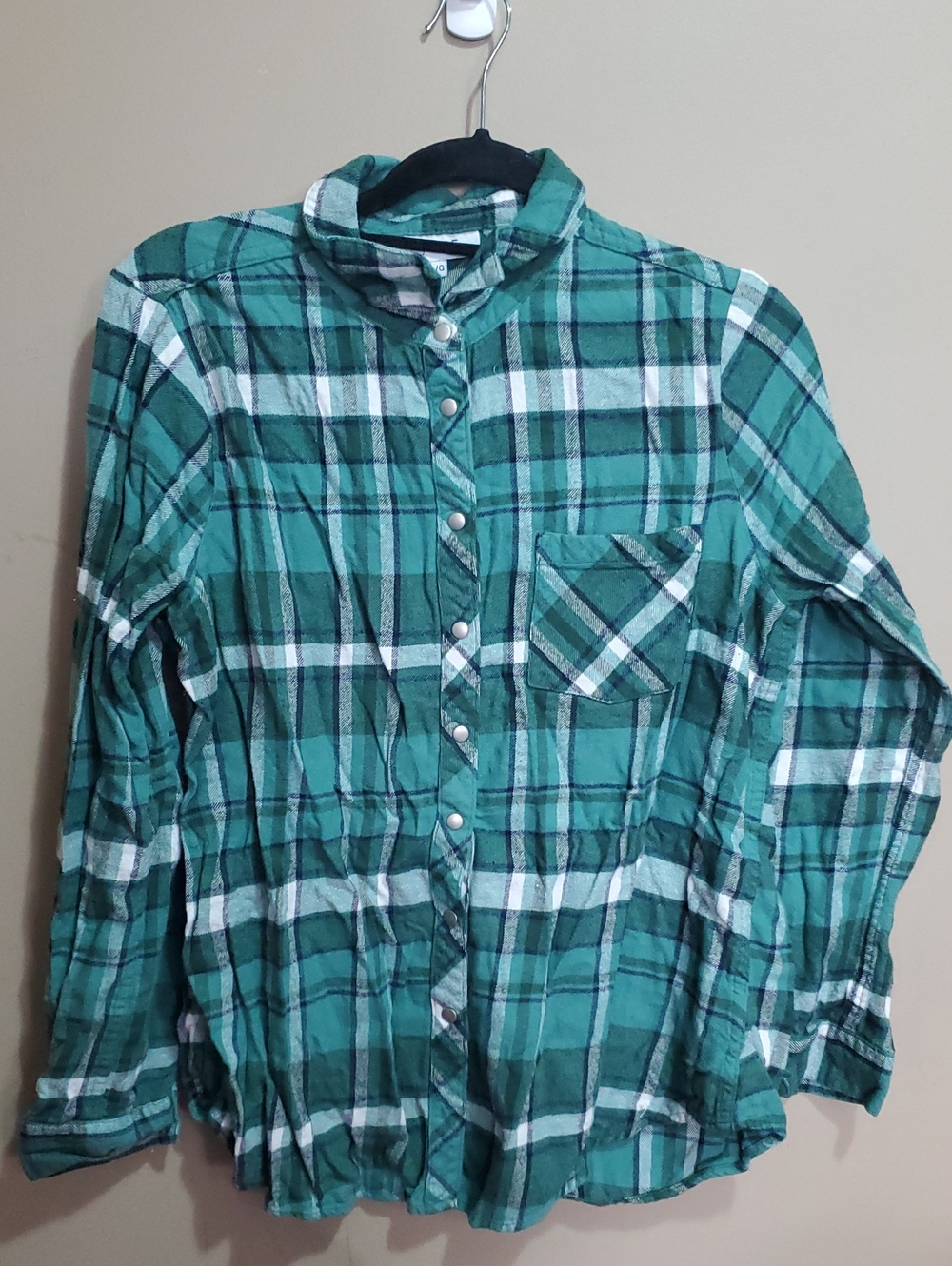 My Style Green Plaid Button-Down Shirt Size Large